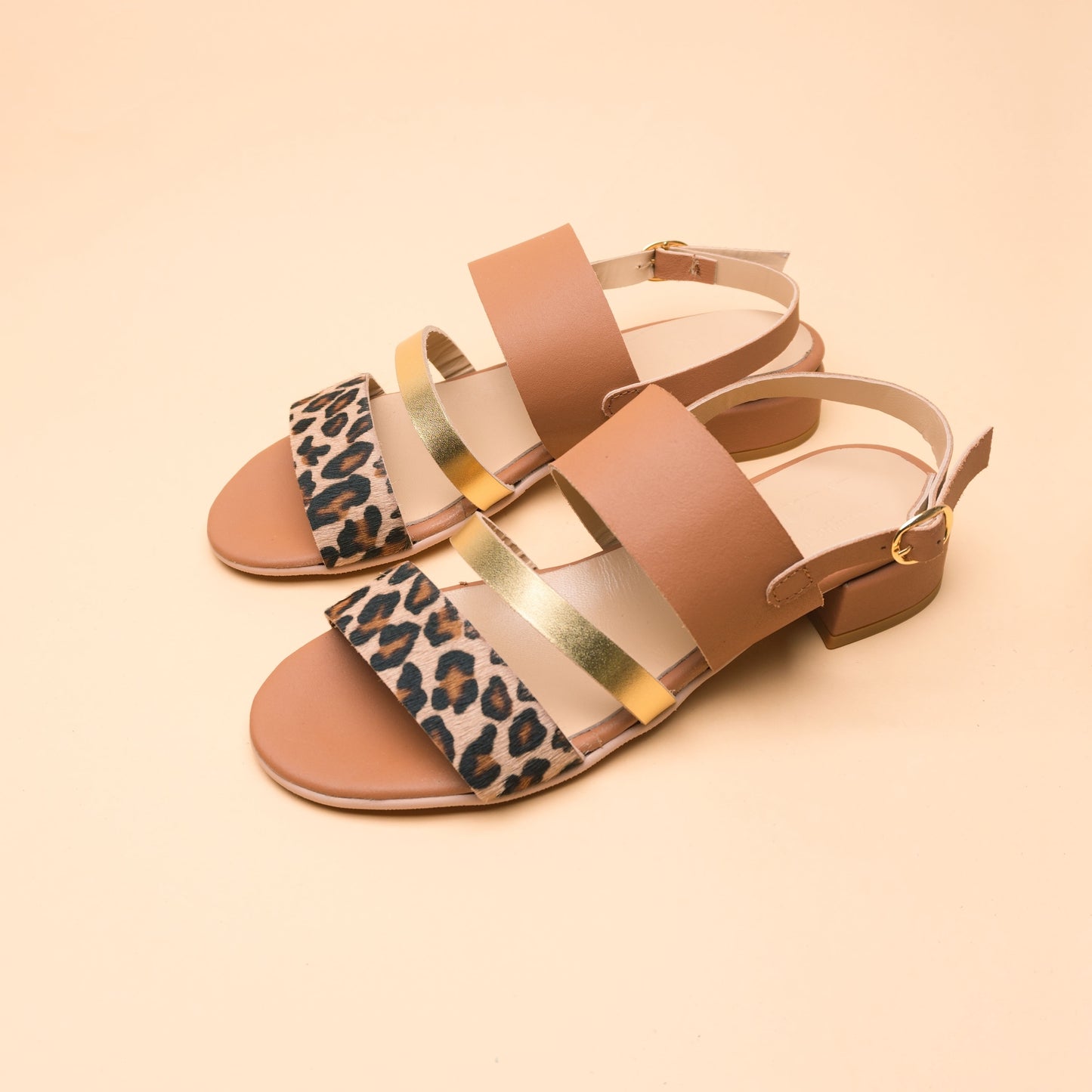 Sandalo Demetra Cuoio-oro-Cavallino maculato