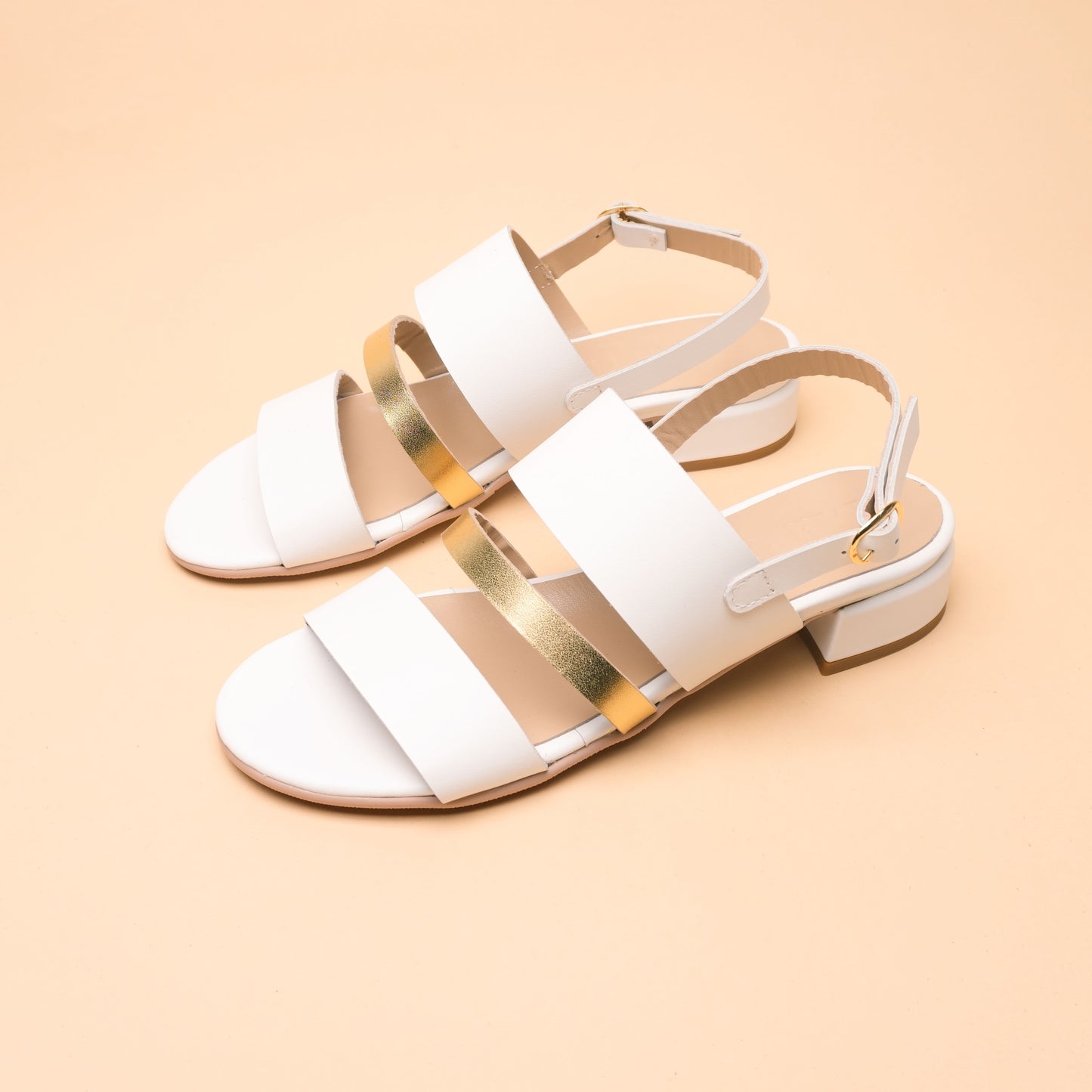 Sandalo Demetra Bianco-Oro-Bianco