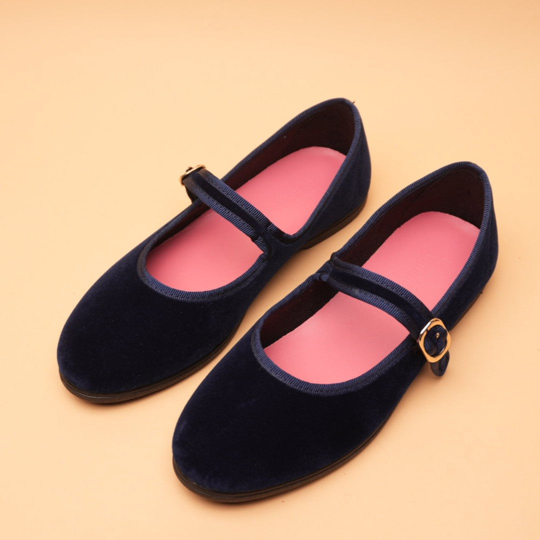 Mary-Jane friulana Velluto Blu oceano