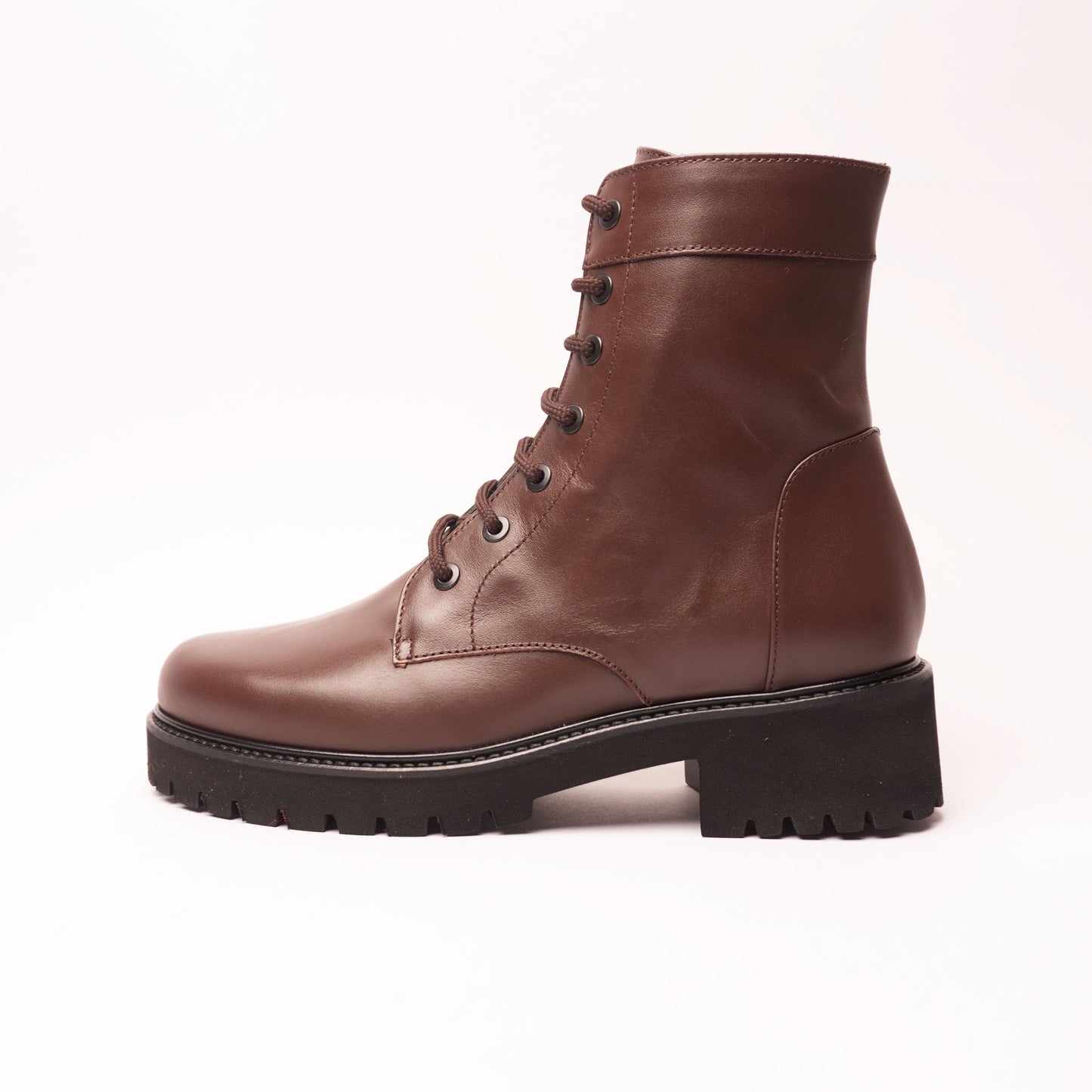 Carla 01 Stivaletto con i Lacci Pelle Marrone