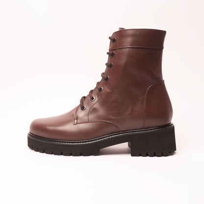 Carla 01 Stivaletto con i Lacci Pelle Marrone