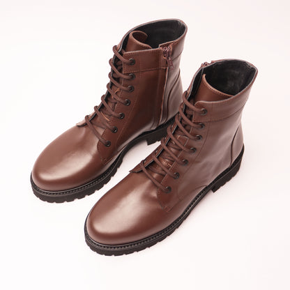 Carla 01 Stivaletto con i Lacci Pelle Marrone