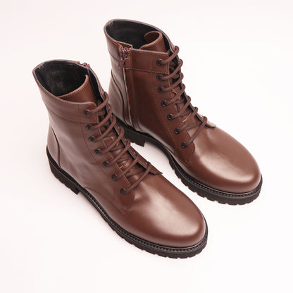 Carla 01 Stivaletto con i Lacci Pelle Marrone