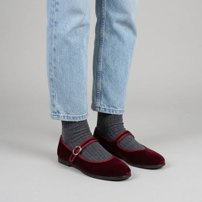 Mary-Jane friulana Velluto Bordeaux