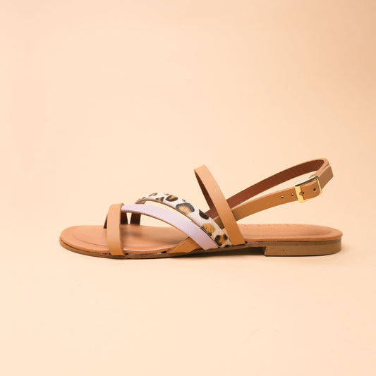 Sandalo Tullia Cuoio Leopà Lilla